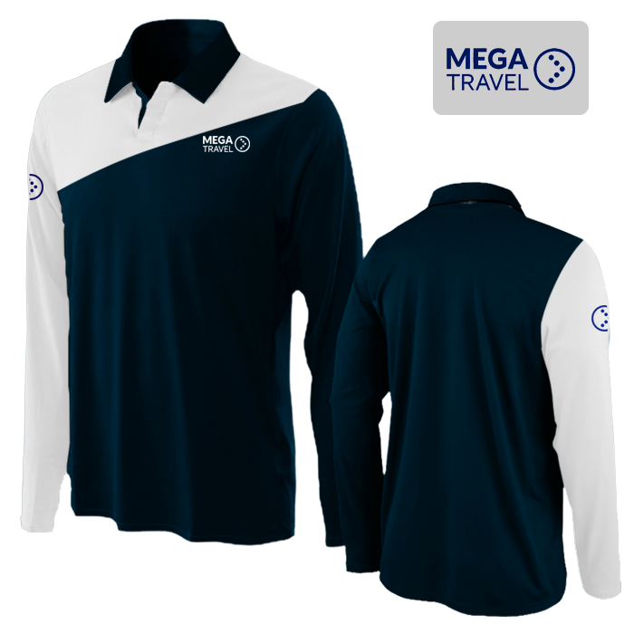 Playera manga larga dry fit tipo polo marino