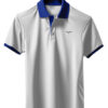 Playera tipo polo golf combinada blanca con azul rey