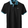 Playera tipo polo golf combinada negro con cielo