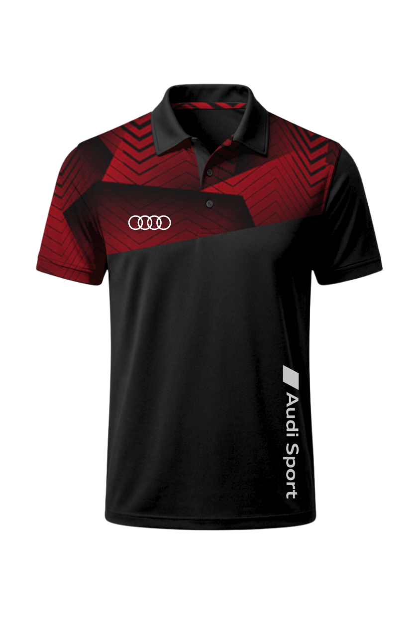 Playera polo con sublimación por secciones y logo Audi — Cossetti