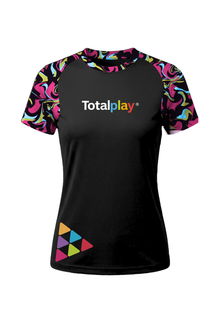 Playera con sublimación por secciones y logo Totalplay — Cossetti