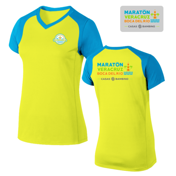 Playera cuello v dry fit personalizada para maratones